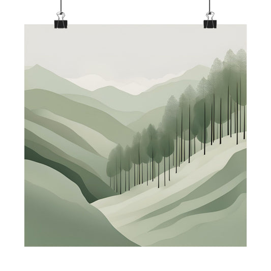 On The Hillside Green 12 Matte Square Posters