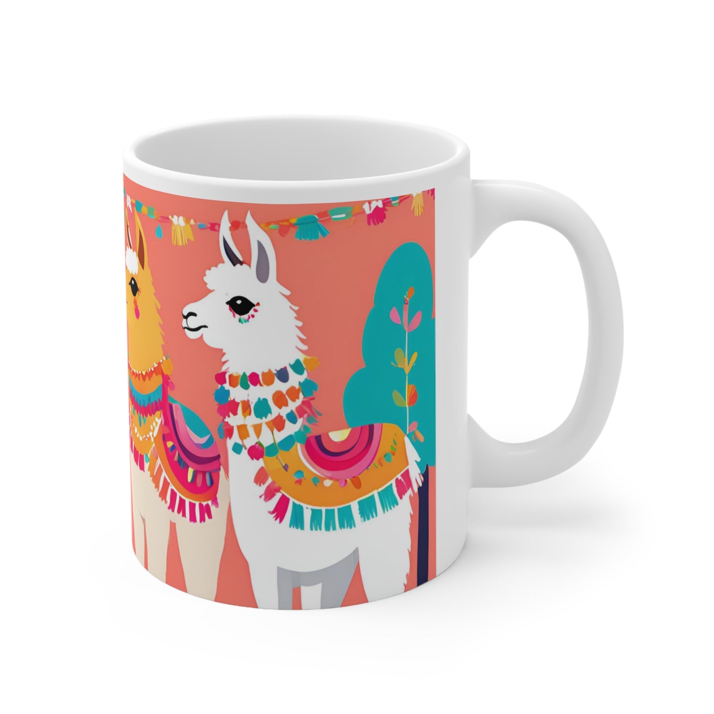 Playful Llama 1 White Ceramic Mug 11oz