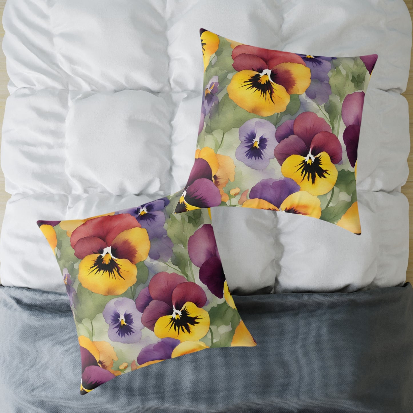 Pansies 03 Poly Pillow - Natures Beauty Design