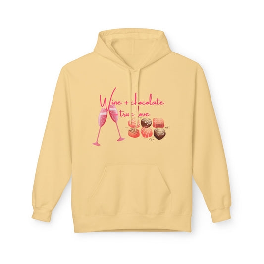 Wine + Chocolate = True Love Unisex Valentines Hoodie