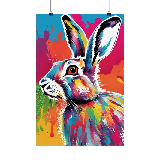 Multicolored Hare 4 Matte Vertical Poster