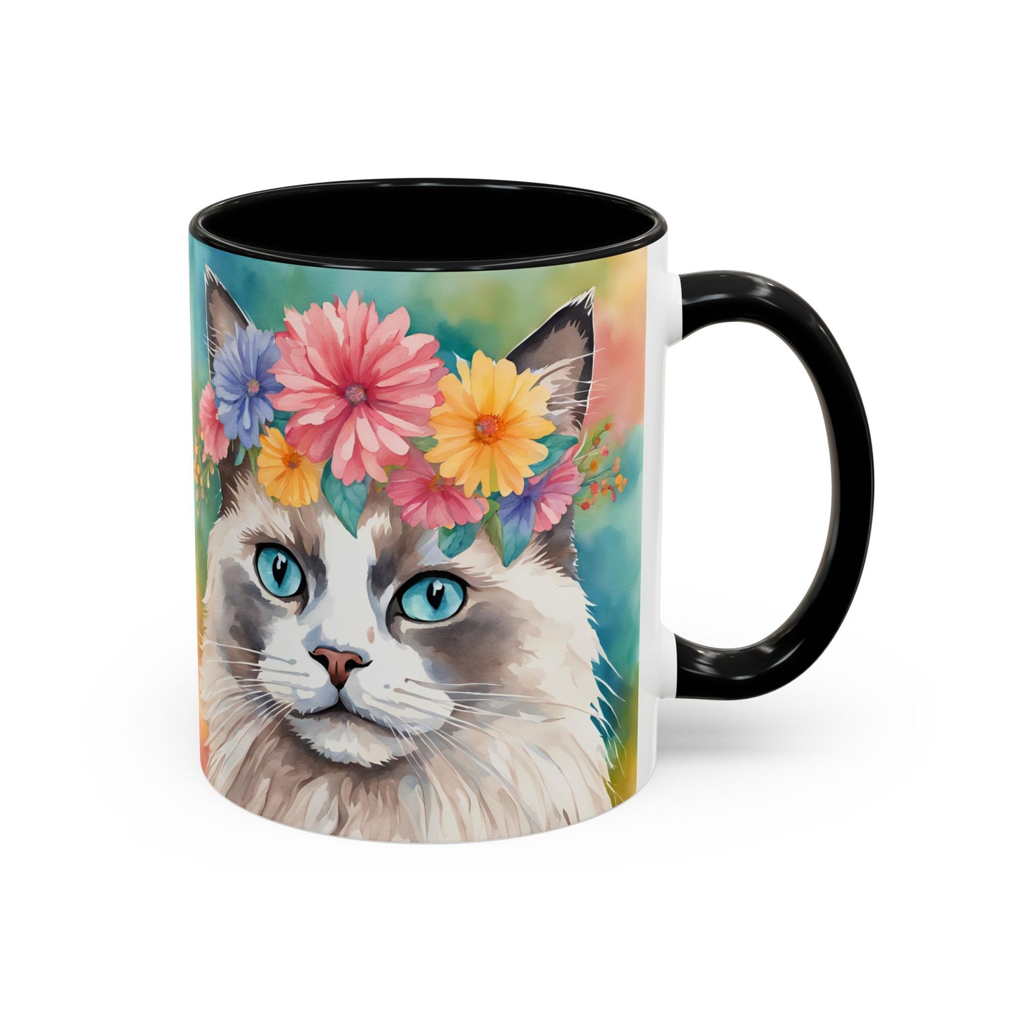 Floral Rag Doll Cat 01 Accent Coffee Mug - 11oz Perfect for Cat Lovers & Gifts