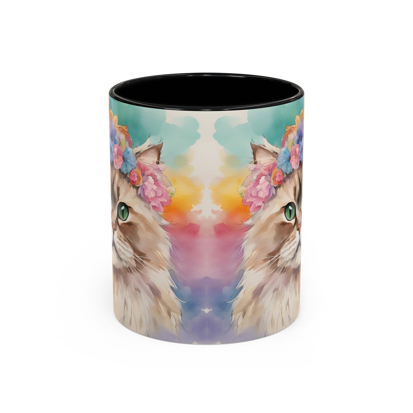 Floral Siamese Cat 02 Accent Coffee Mug - 11oz Perfect for Cat Lovers & Gifts