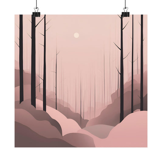 Lonely Forest Pink 13 Matte Square Posters