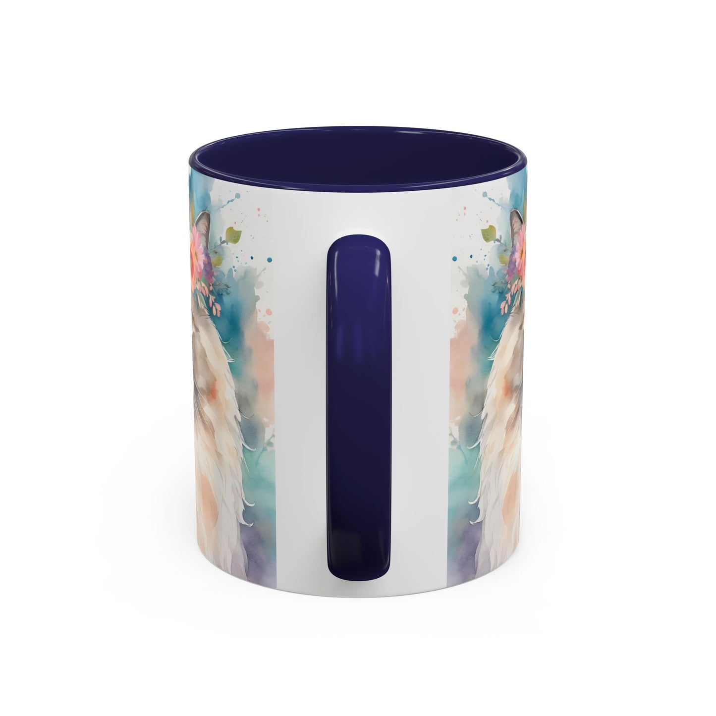 Floral Siamese Cat 01 Accent Coffee Mug - 11oz Perfect for Cat Lovers & Gifts