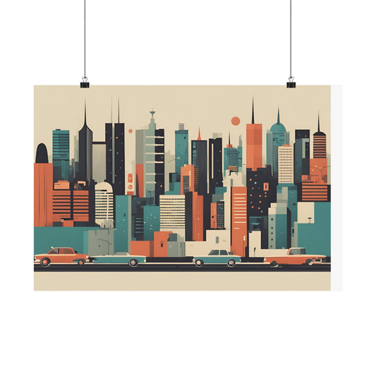 Retro cityscape 2 Matte Horizontal Posters