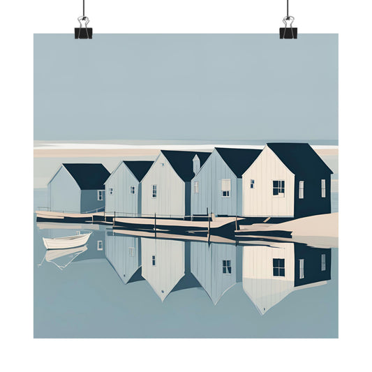 By The Sea Blue 4 Matte Square Posters