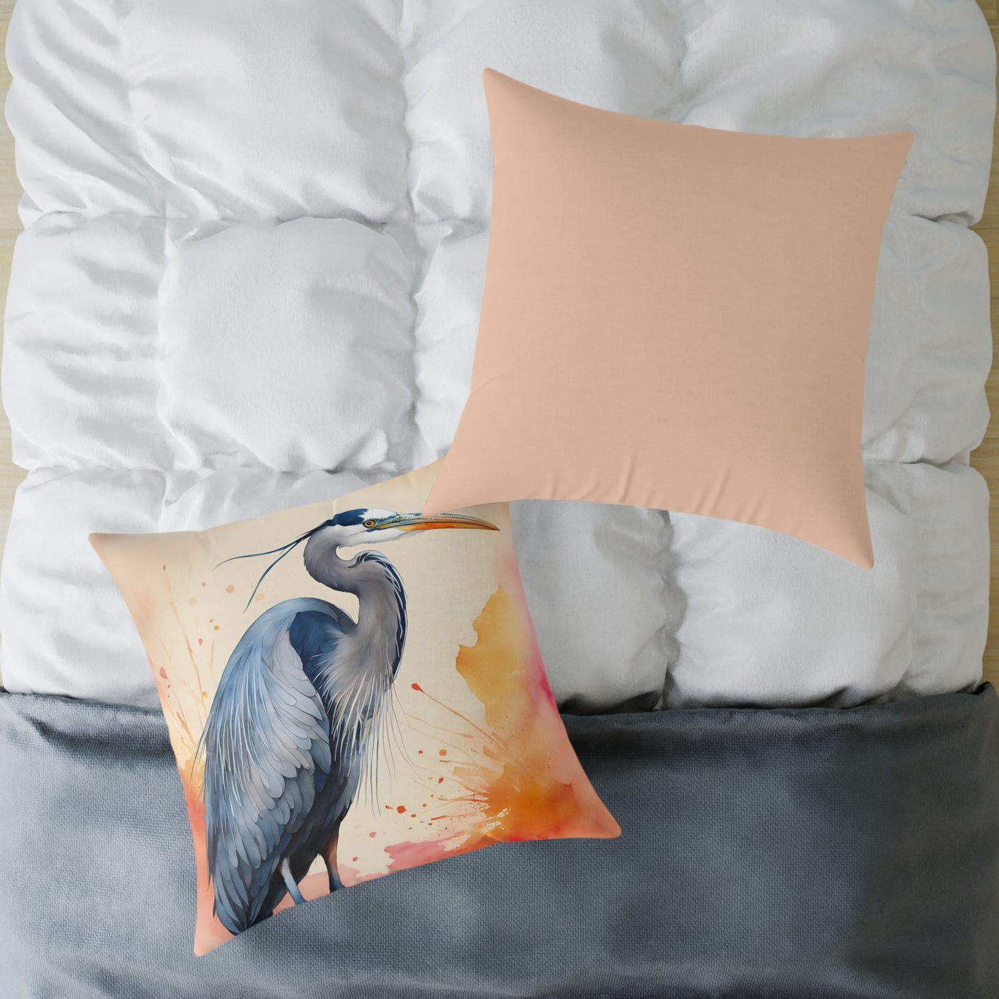 Heron 04 Poly Pillow - Natures Beauty Design