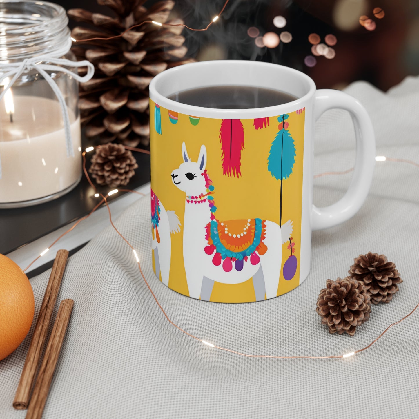 Playful Llama 2 White Ceramic Mug 11oz