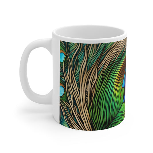 Peacock Feather 02 Mug - Nature's Beauty Collection