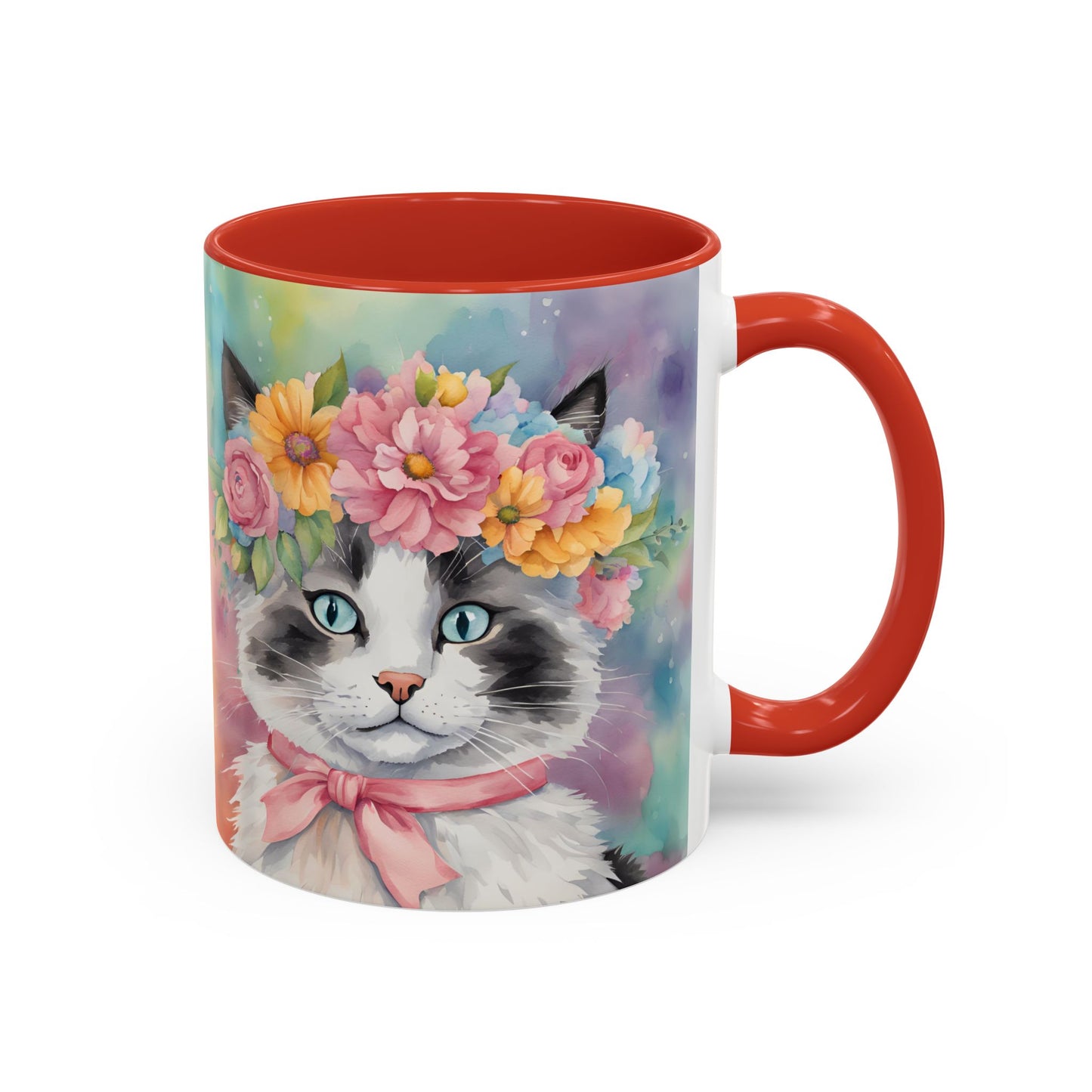 Floral Rag Doll Cat 04 Accent Coffee Mug - 11oz Perfect for Cat Lovers & Gifts