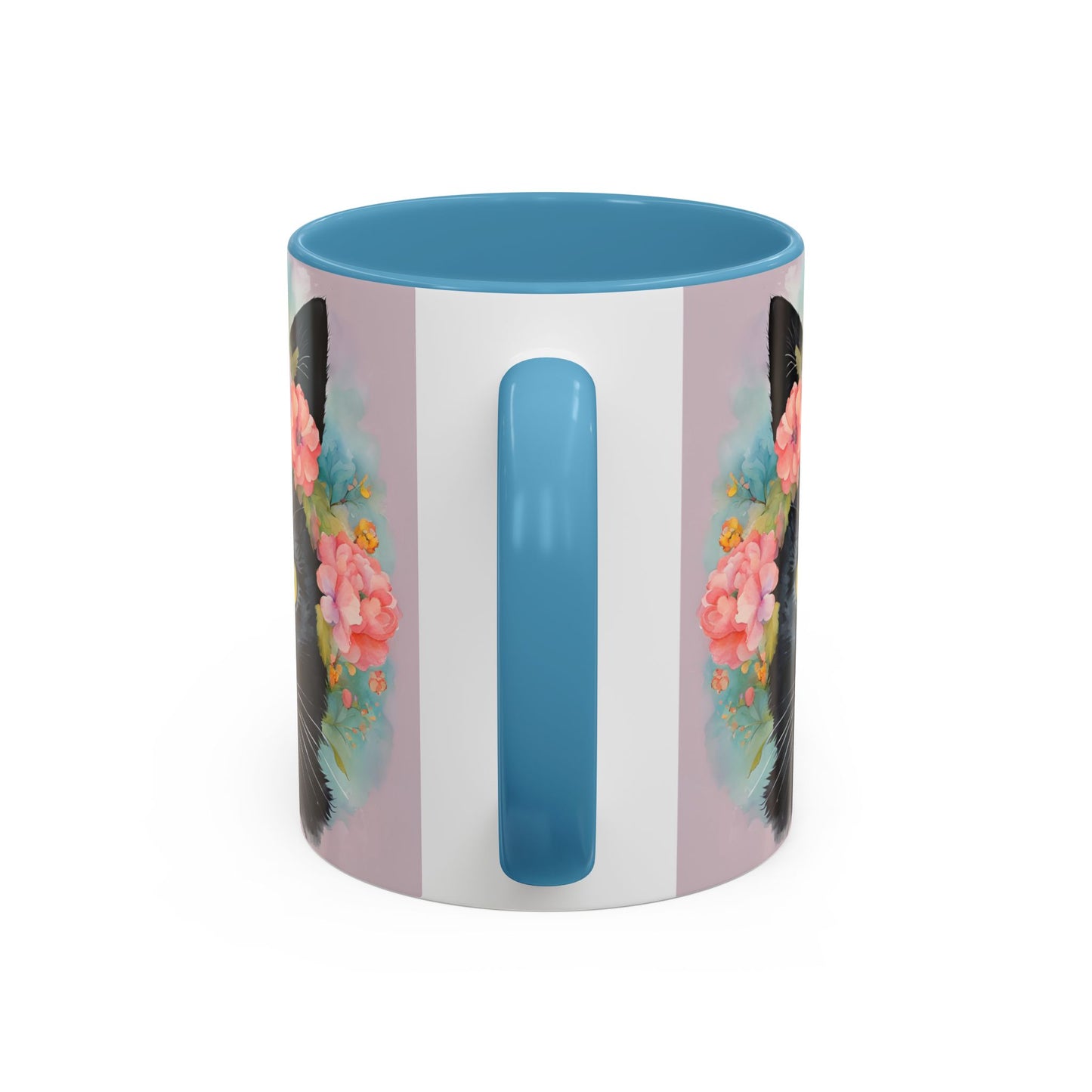 Floral Black Cat 01 Accent Coffee Mug - 11oz Perfect for Cat Lovers & Gifts