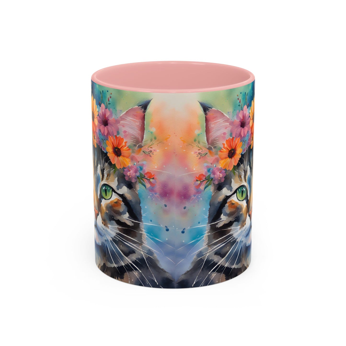 Floral Tabby Cat 04 Accent Coffee Mug - 11oz Perfect for Cat Lovers & Gifts