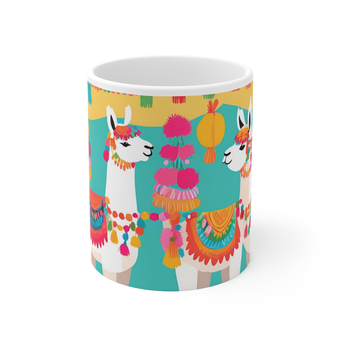 Playful Llama 3 White Ceramic Mug 11oz