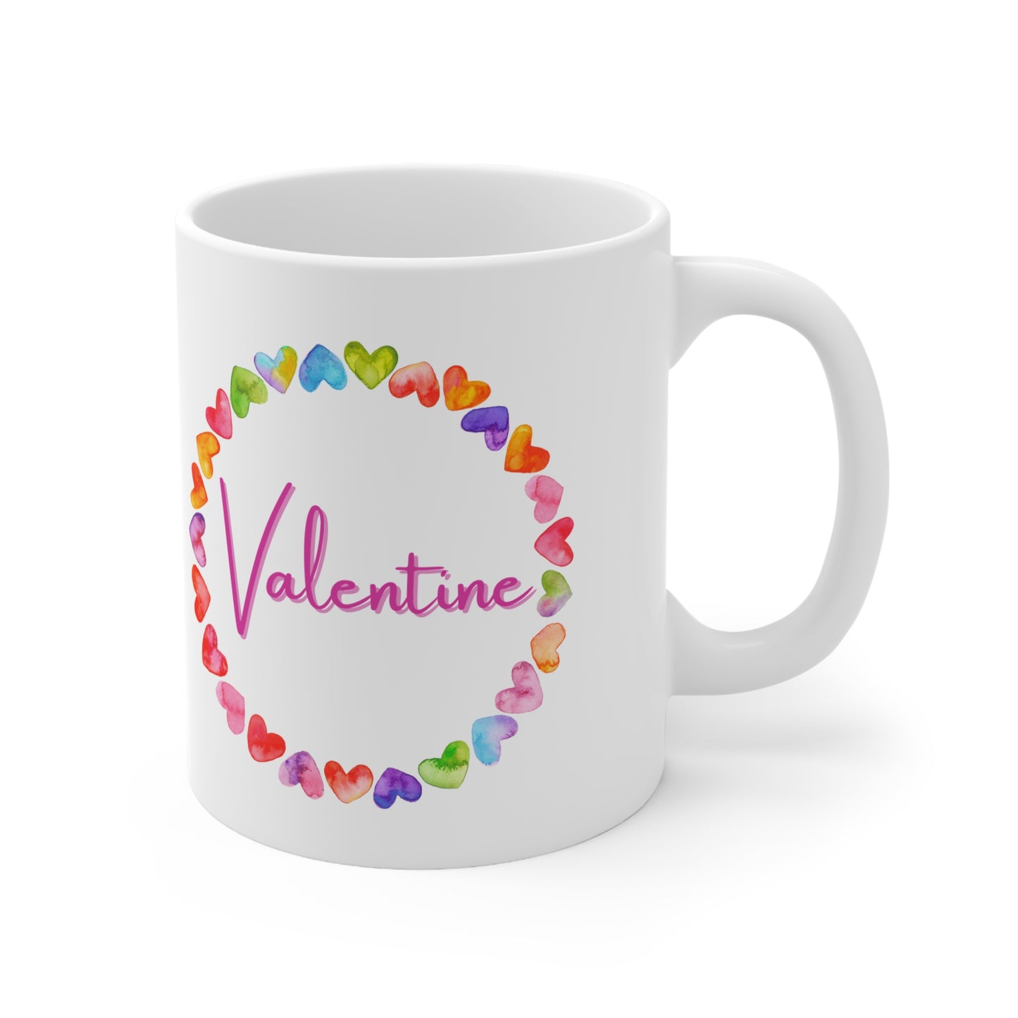 Valentine Multicolor Hearts Valentines Mug Ceramic 11oz