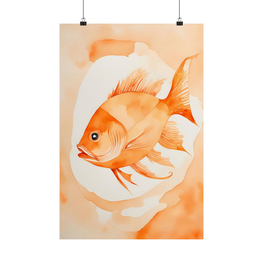 Abstract fish orange 5 Matte Vertical Posters