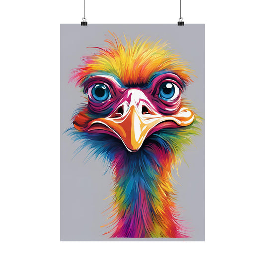 Multicolored Angry Emu 01 Matte Vertical Poster
