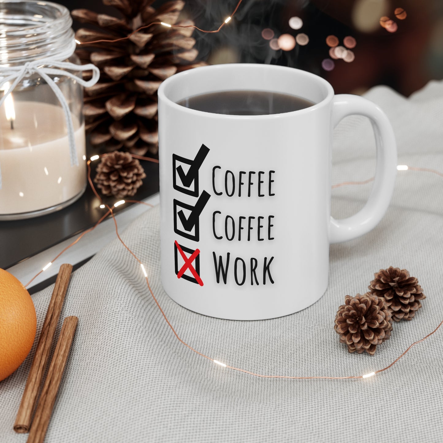 Coffee Coffee Work Ceramic Mug 11oz