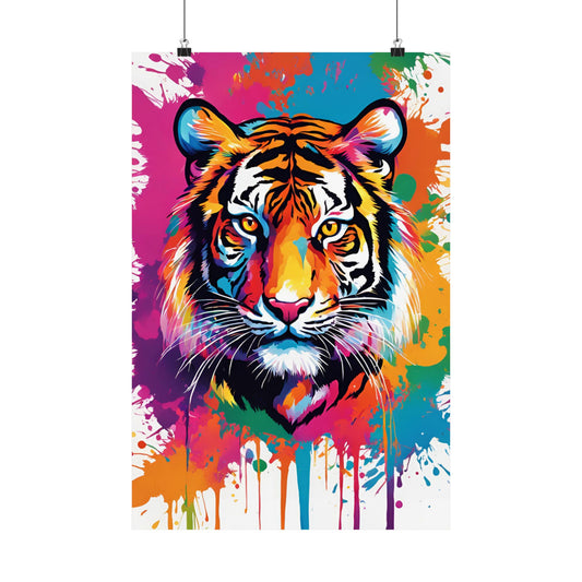 Multicolored Tiger 1 Matte Vertical Poster