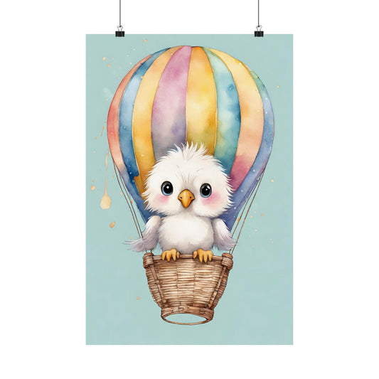 Nursery Birdie in a Hot Air Ballon 3 Matte Vertical Posters