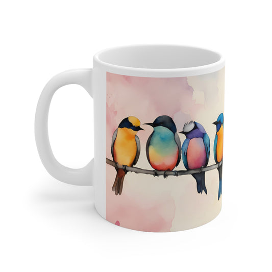 Birdies In A Row 06 Mug - Nature's Beauty Collection