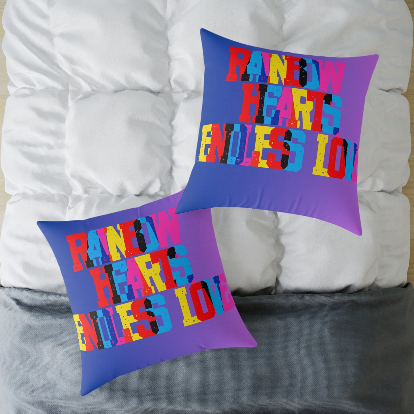 Rainbow Hearts Endless Love Poly Pillow