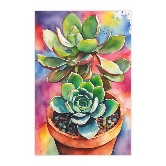 Multicolored Succulent 5 Indoor and Outdoor Silk Poster