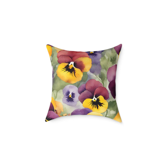 Pansies 03 Poly Pillow - Natures Beauty Design