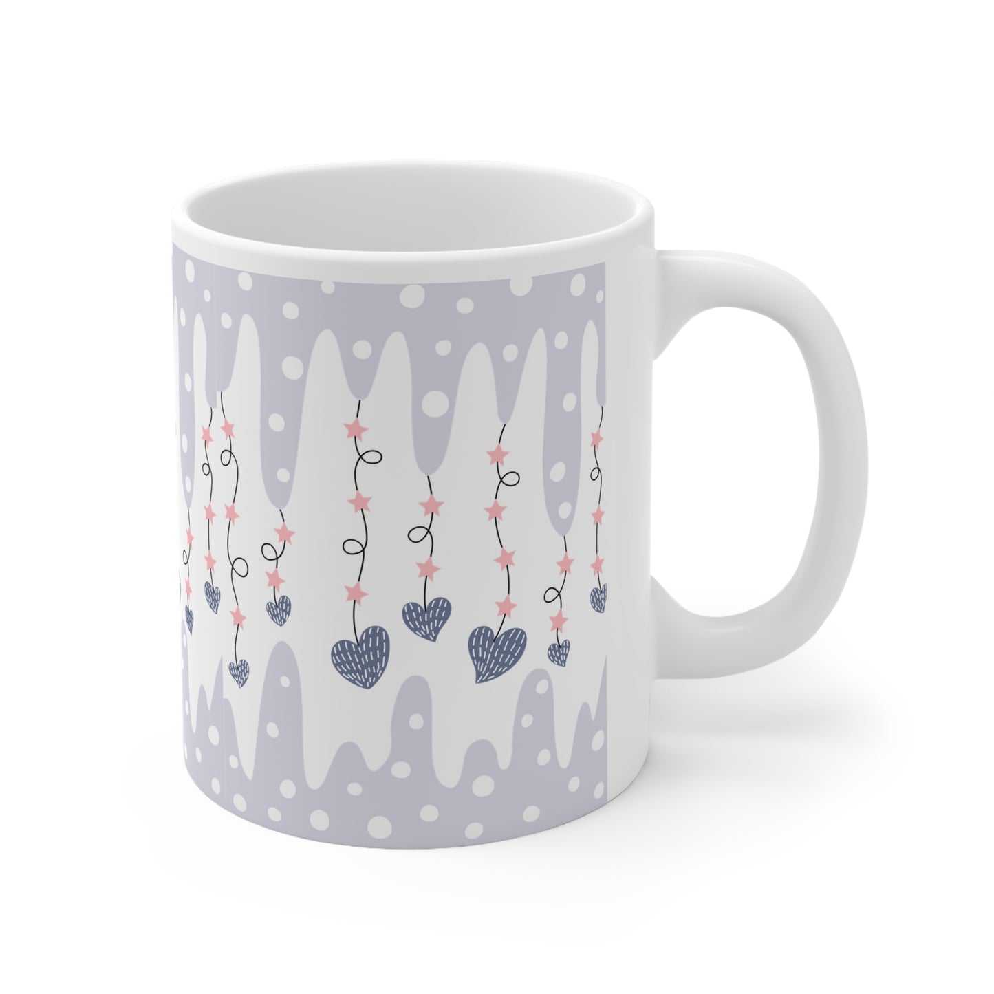 Icicle Hearts Blue Valentines Mug Ceramic 11oz