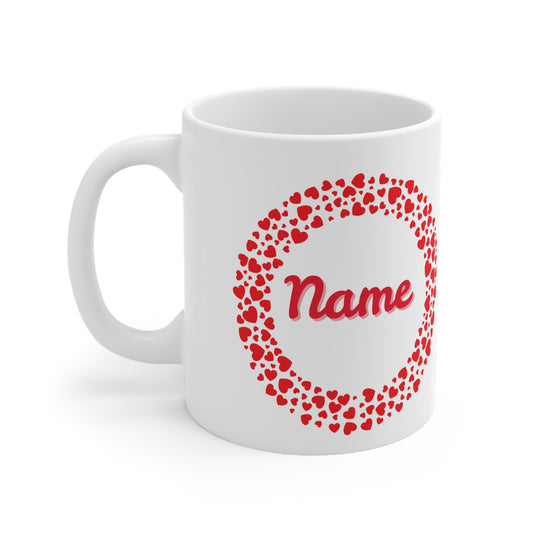 (Personizable) Hearts Valentines Mug Ceramic 11oz