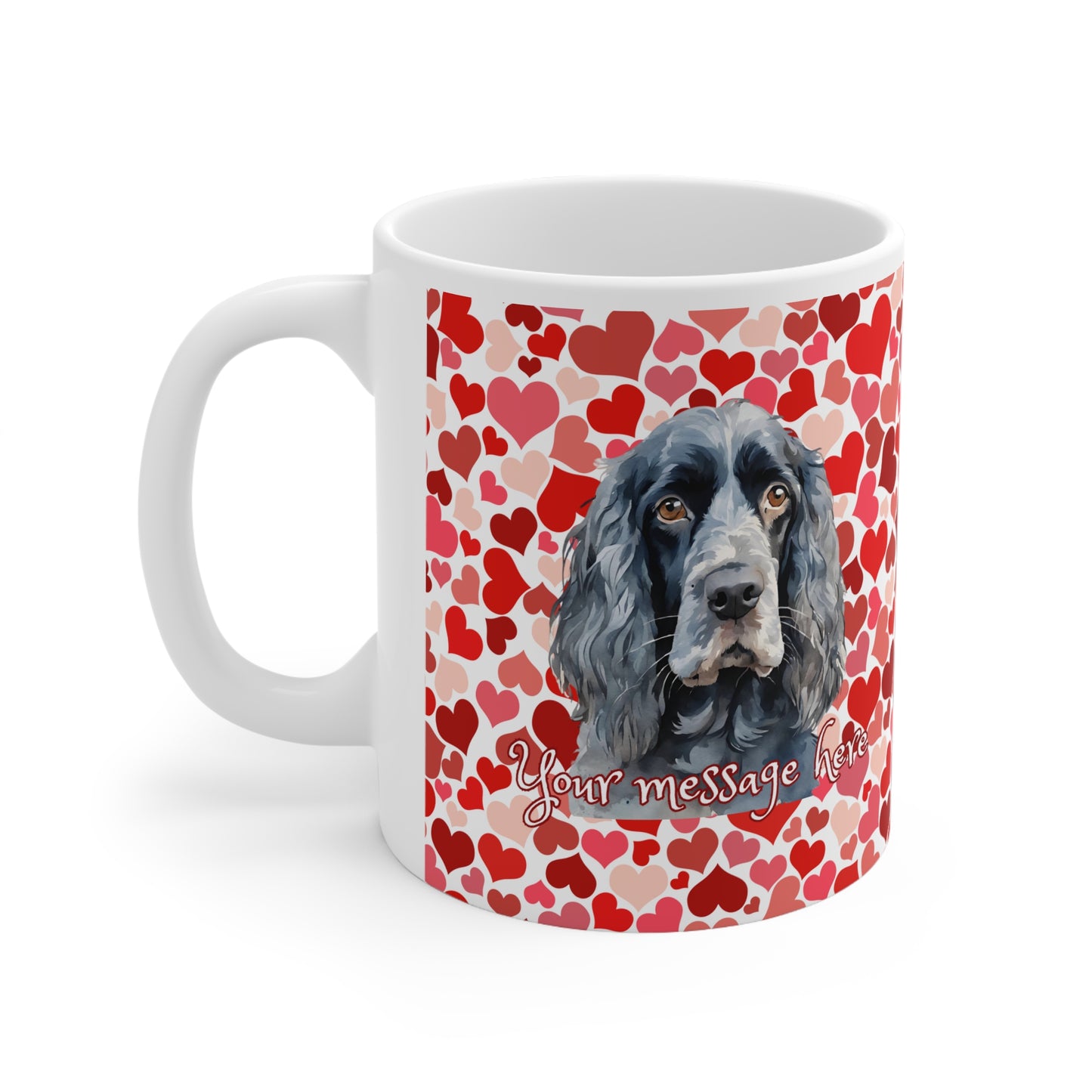 Personalized Pet Lovers Blue Roan Cocker Spaniel Valentines Mug Ceramic 11oz