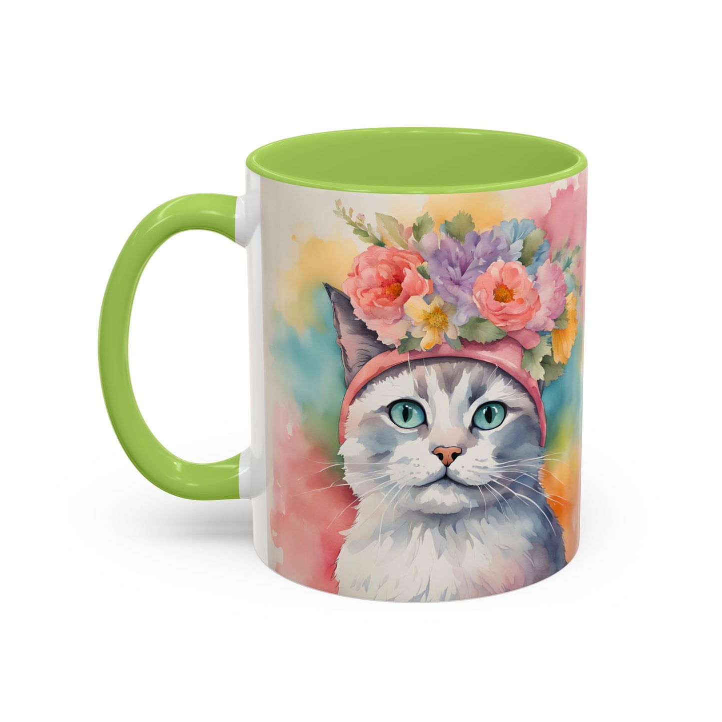 Floral Rag Doll Cat 02 Accent Coffee Mug - 11oz Perfect for Cat Lovers & Gifts