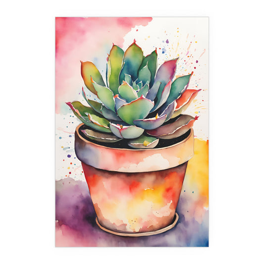 Multicolored Succulent 1 Indoor and Outdoor Silk Poster