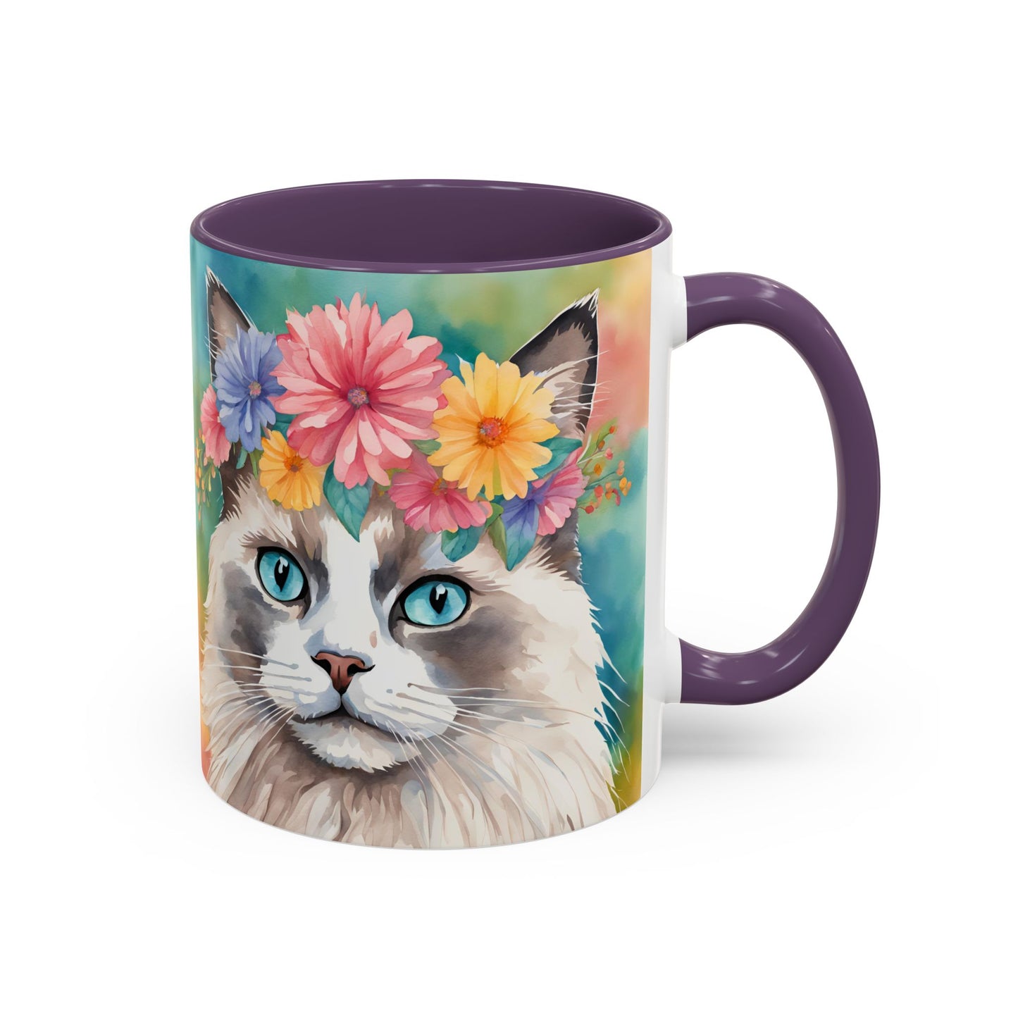 Floral Rag Doll Cat 01 Accent Coffee Mug - 11oz Perfect for Cat Lovers & Gifts