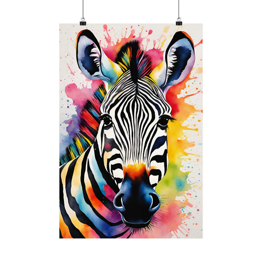 Multicolored Zebra 1 Matte Vertical Poster
