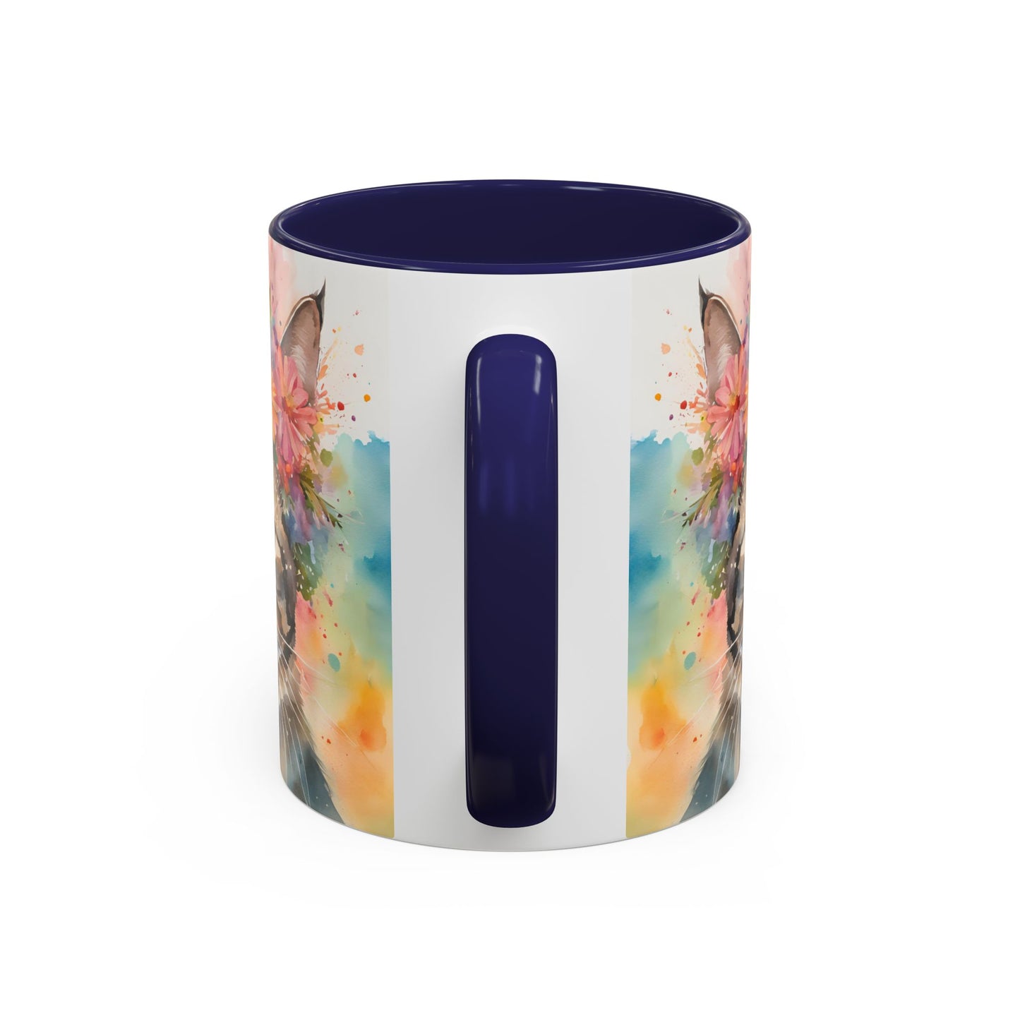 Floral Tabby Cat 03 Accent Coffee Mug - 11oz Perfect for Cat Lovers & Gifts