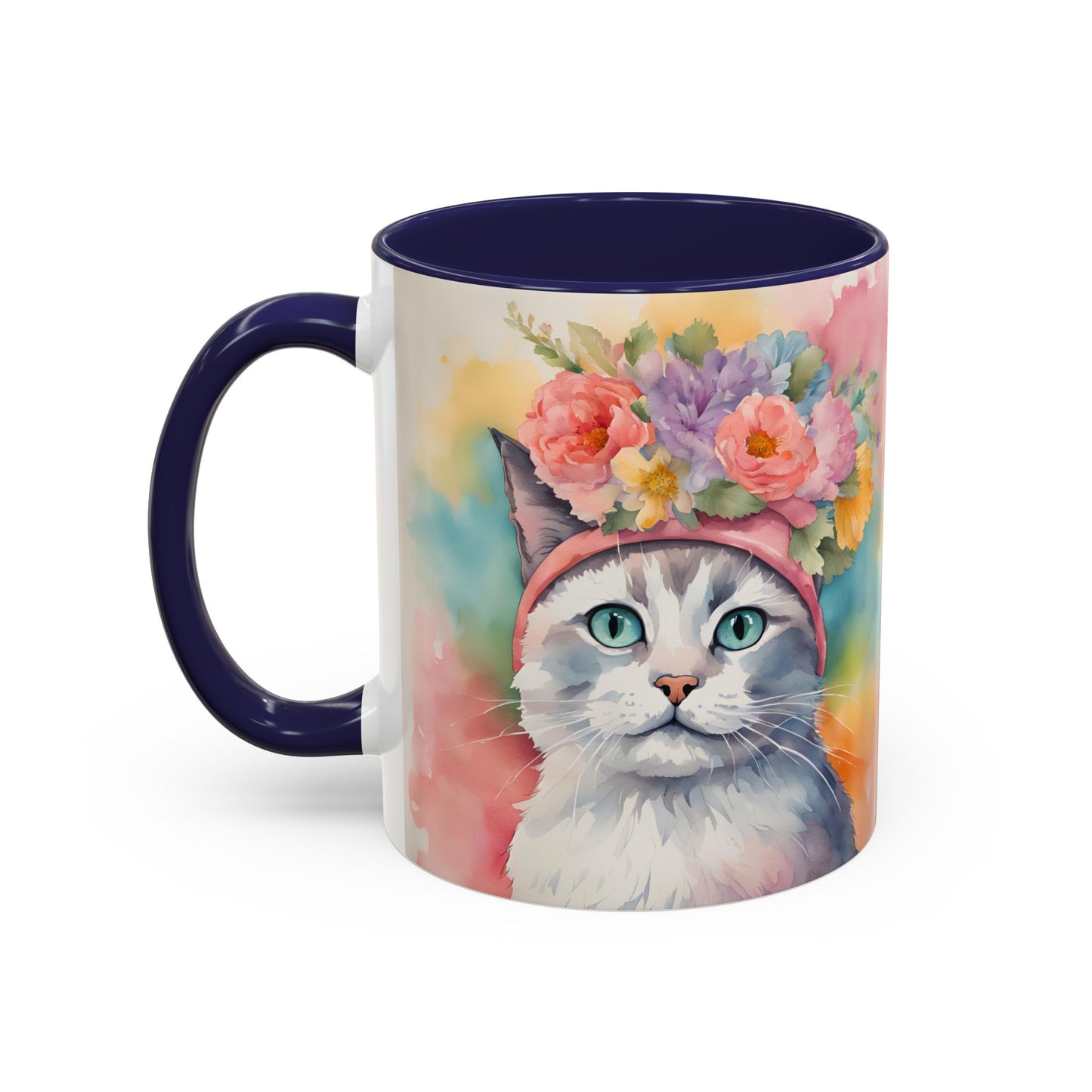 Floral Rag Doll Cat 02 Accent Coffee Mug - 11oz Perfect for Cat Lovers & Gifts