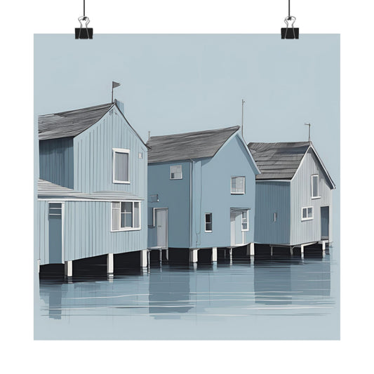 By The Sea Blue 7 Matte Square Posters