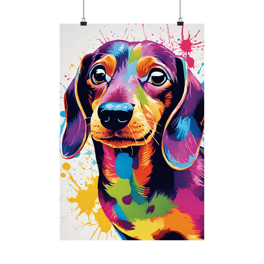 Multicolored Dachshund 1 Matte Vertical Poster
