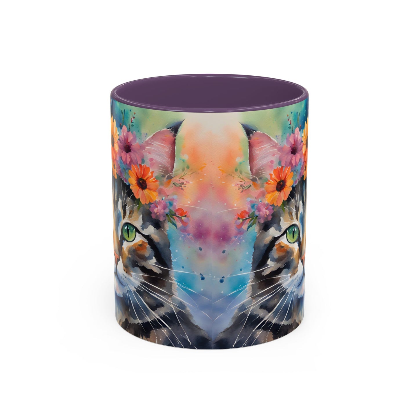 Floral Tabby Cat 04 Accent Coffee Mug - 11oz Perfect for Cat Lovers & Gifts