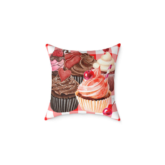 Valentine Cup Cakes Poly Pillow
