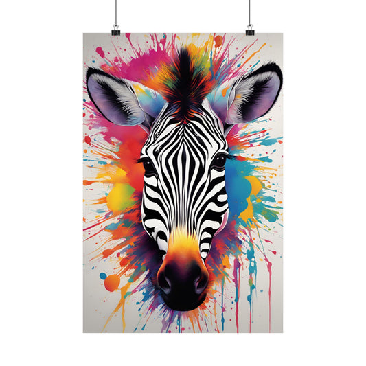 Multicolored Zebra 5 Matte Vertical Poster