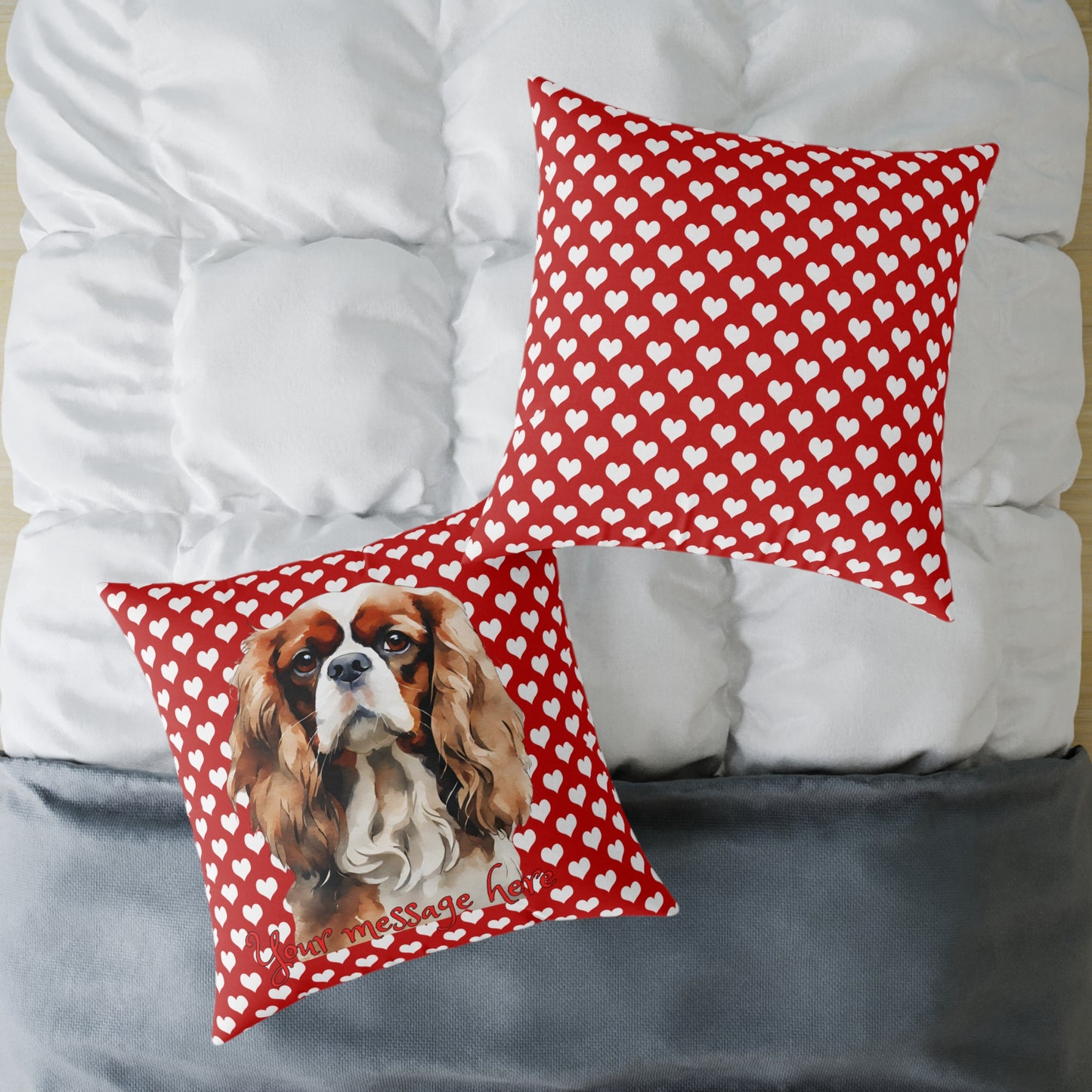 Personalized Valentine Cavalier King Charles Spaniel Poly Cushion/Pillow 5 sizes