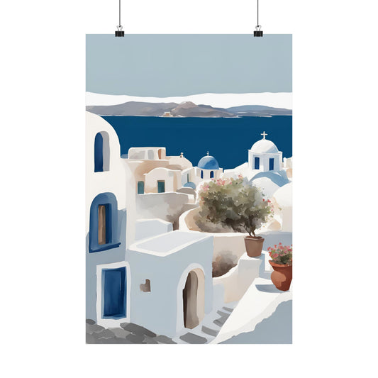 Abstract Greek rooftops 7 Matte Vertical Poster