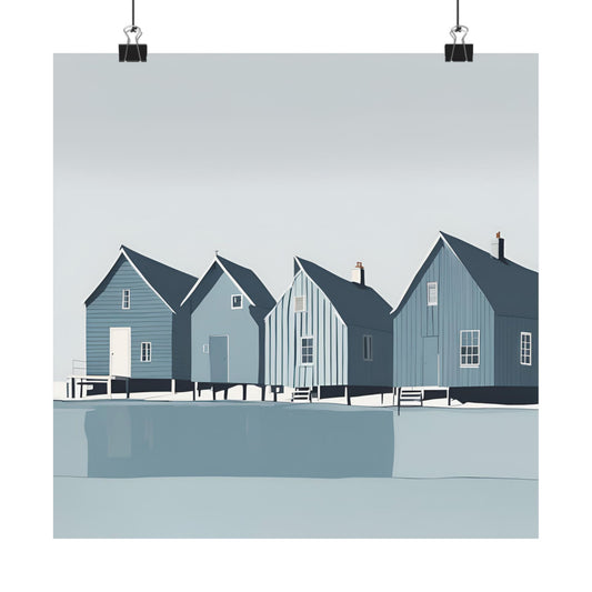 By The Sea Blue 5 Matte Square Posters