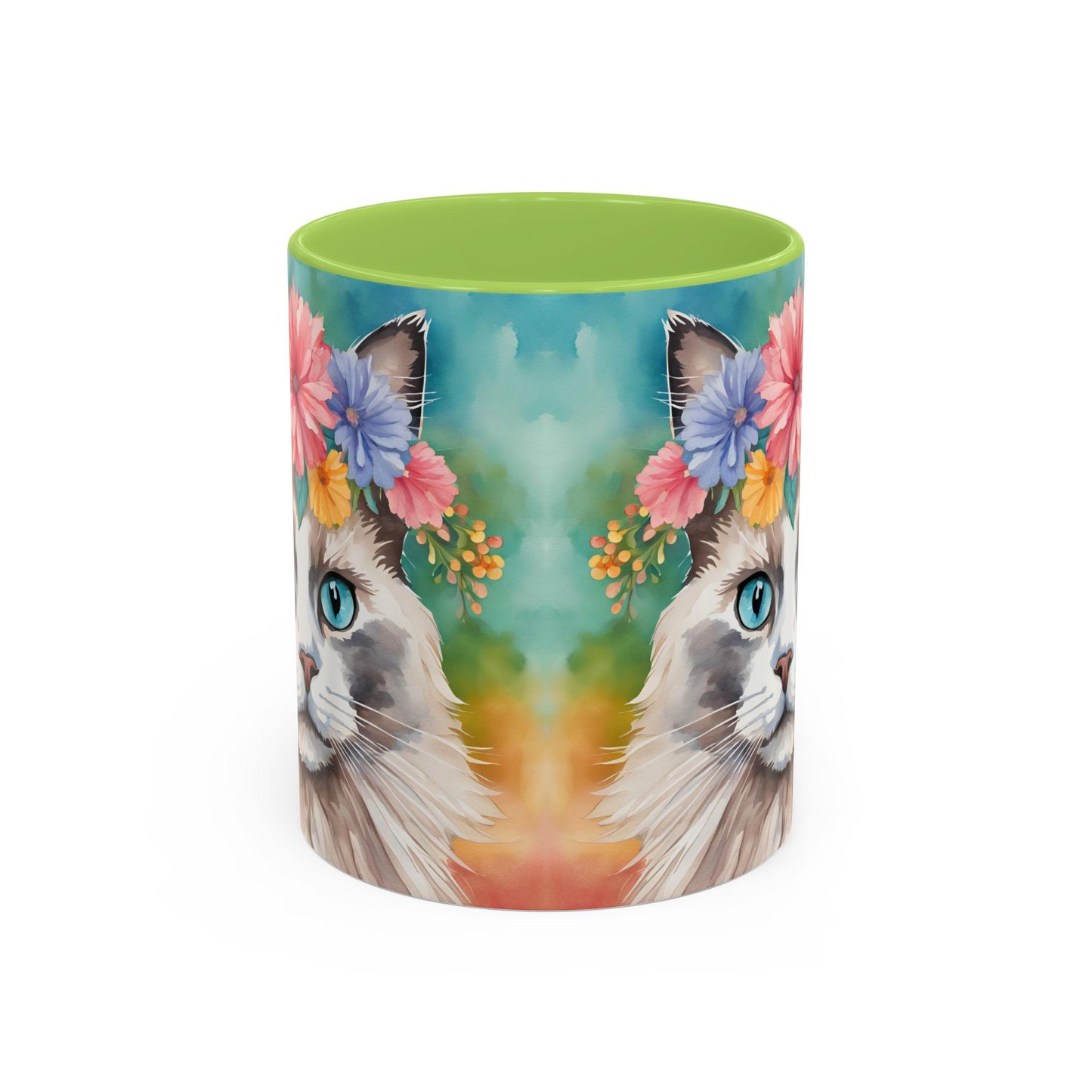 Floral Rag Doll Cat 01 Accent Coffee Mug - 11oz Perfect for Cat Lovers & Gifts