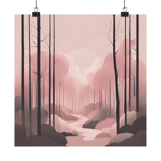 Lonely Forest Pink 14 Matte Square Posters
