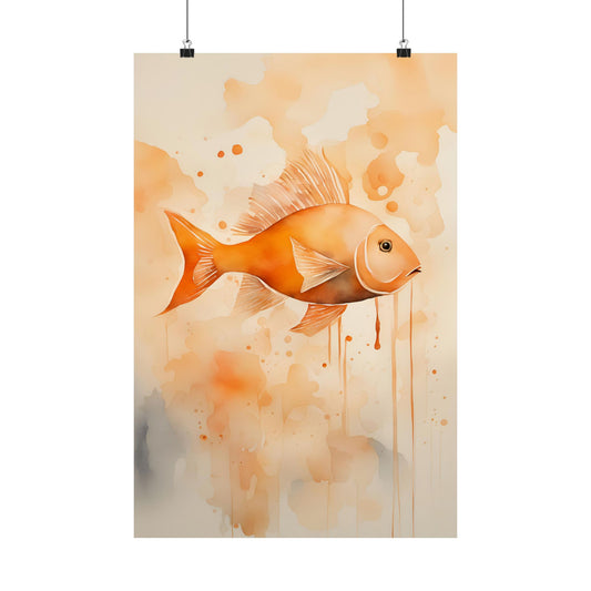 Abstract fish orange 7 Matte Vertical Posters