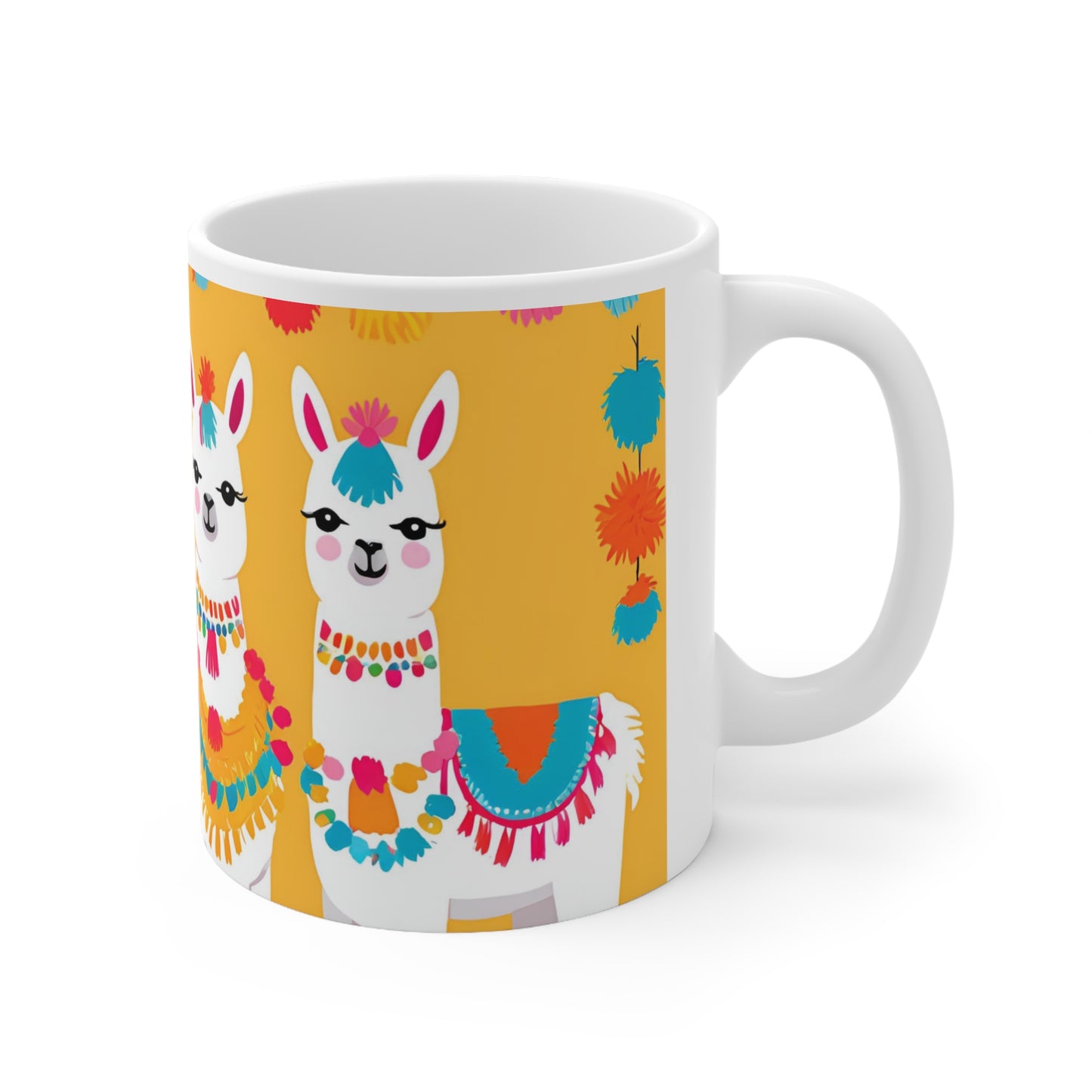 Playful Llama 7 White Ceramic Mug 11oz