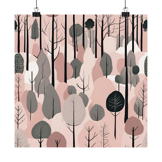 Lonely Forest Pink 16 Matte Square Posters